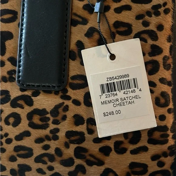 FOSSIL Women's Memoir Satchel - Leopard Print with Black Accents-NWR - Picture 6 of 12